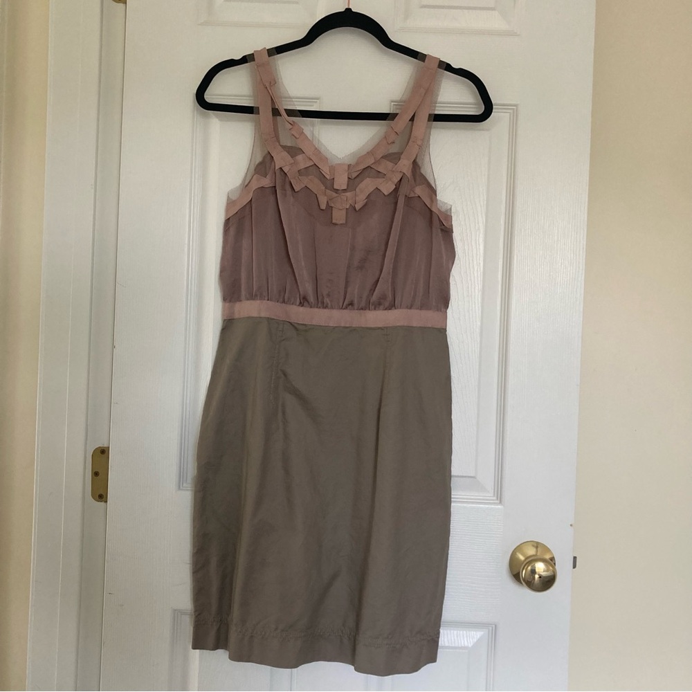 Loft Taupe Mixed Media Semi-Formal Dress, size 6P